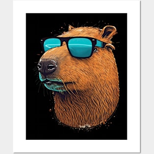 Capybara with sunglasses Posters and Art